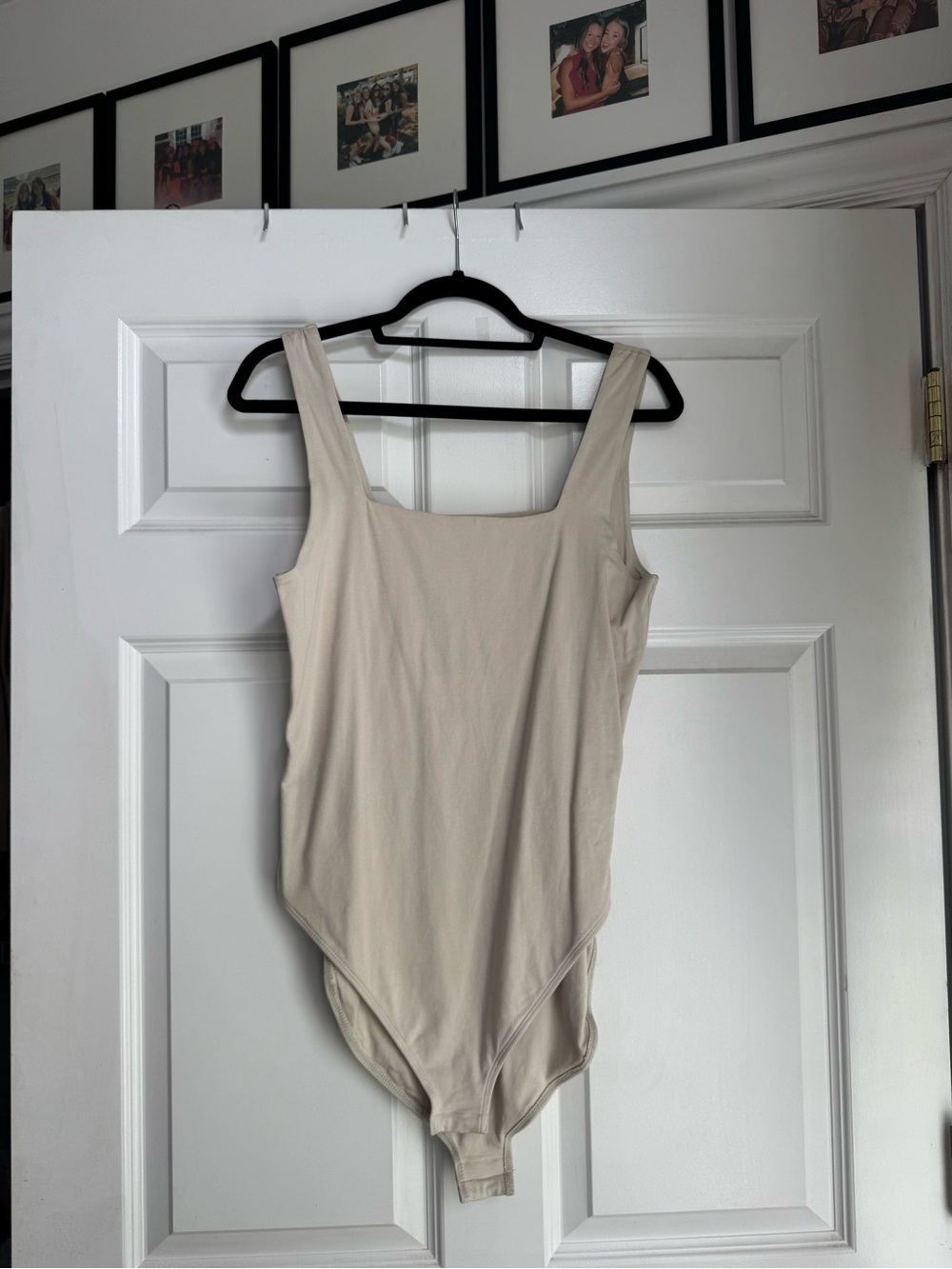 Beige Tank Bodysuit — Women’s Seamless Scoop Neck